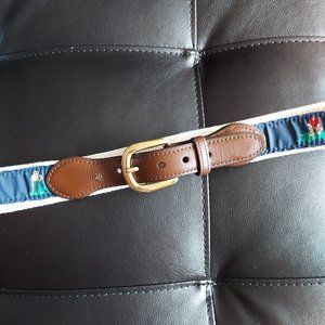 Dominican Republic Canterbury belt size 46 navy blue white golf ribbon
